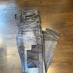 Trendy Distressed Denim Jeans with Patches